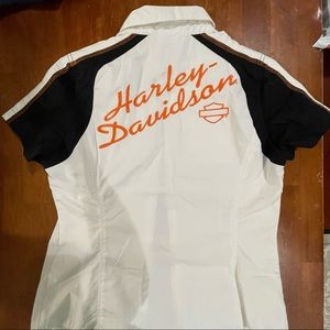 Zip-up Harley mechanic style shirt